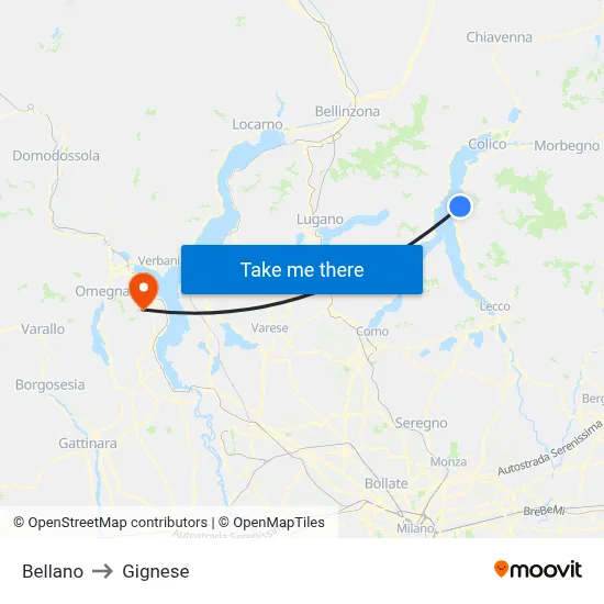 Bellano to Gignese map