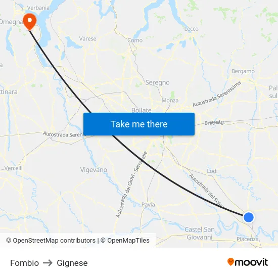 Fombio to Gignese map