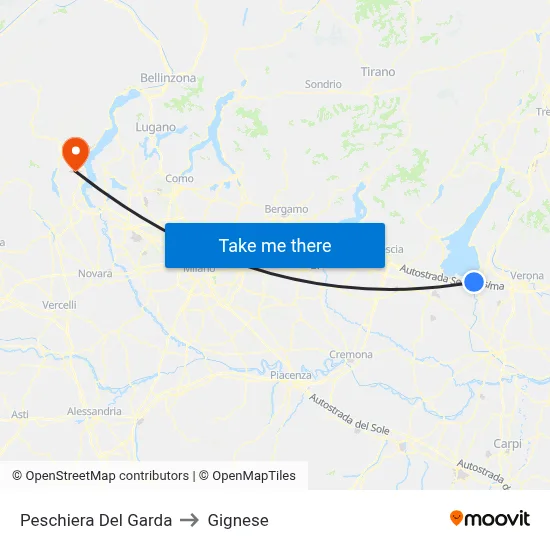 Peschiera Del Garda to Gignese map