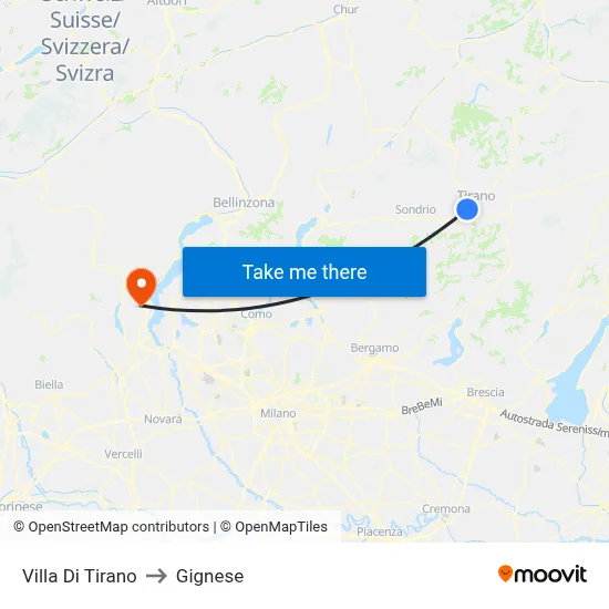 Villa Di Tirano to Gignese map