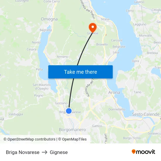 Briga Novarese to Gignese map