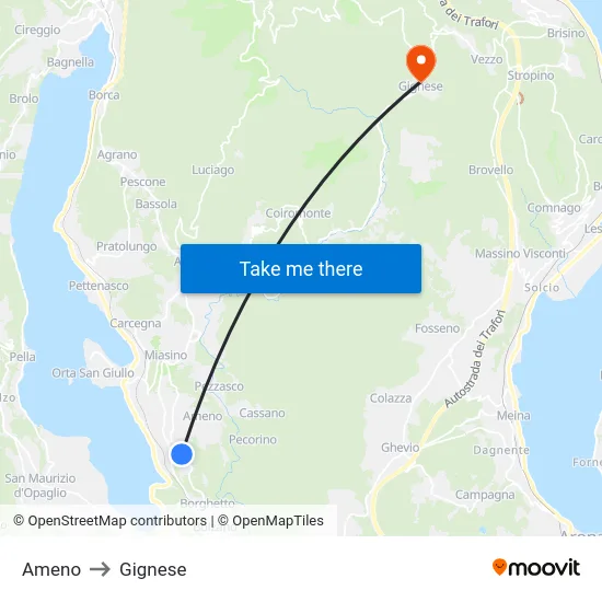 Ameno to Gignese map