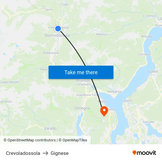 Crevoladossola to Gignese map