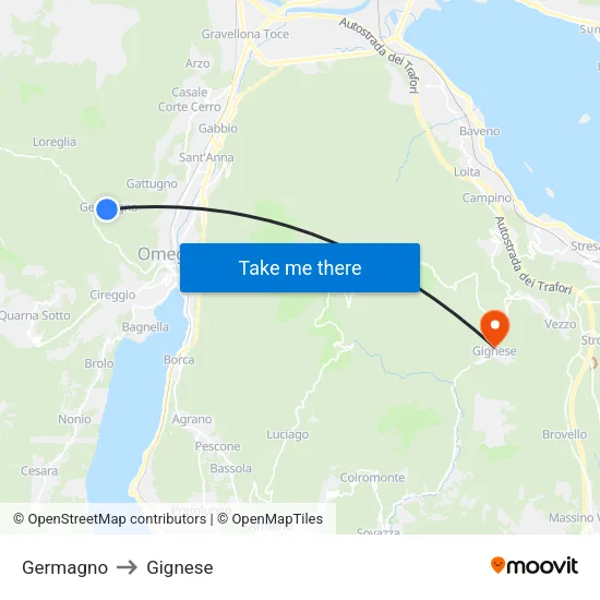 Germagno to Gignese map