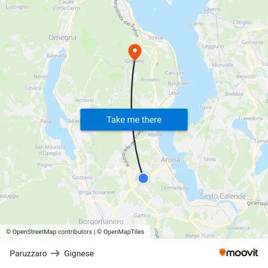 Paruzzaro to Gignese map