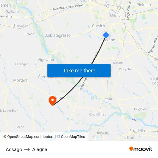 Assago to Alagna map