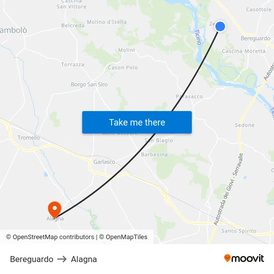 Bereguardo to Alagna map