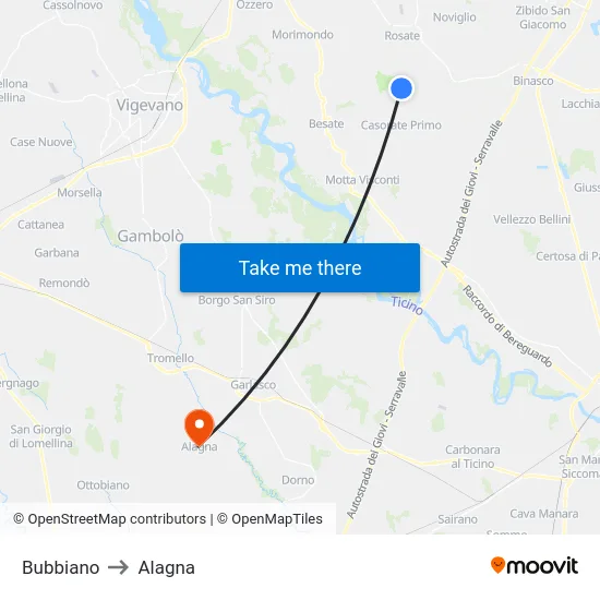 Bubbiano to Alagna map