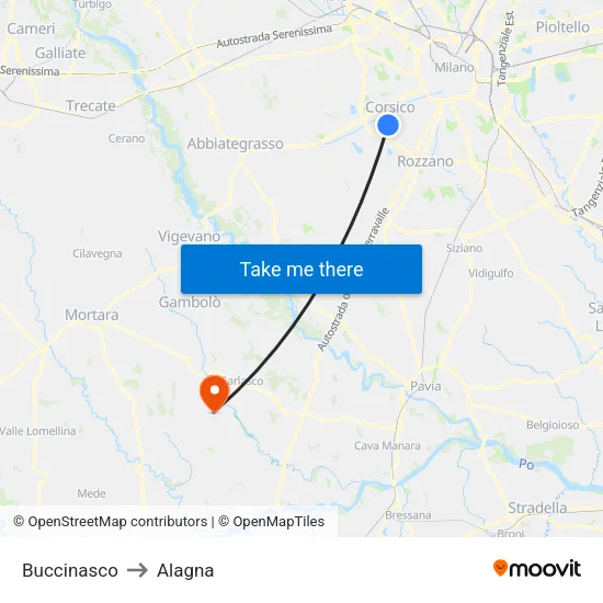 Buccinasco to Alagna map