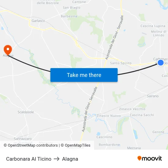 Carbonara Al Ticino to Alagna map