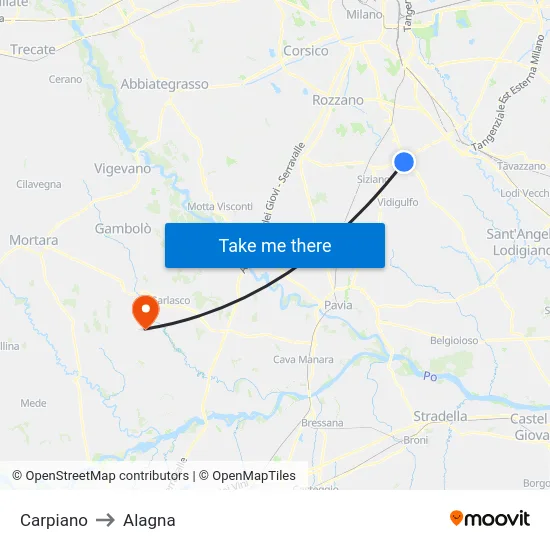 Carpiano to Alagna map
