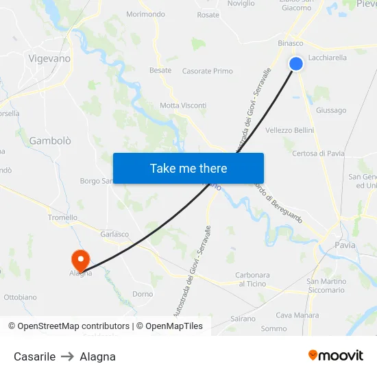 Casarile to Alagna map