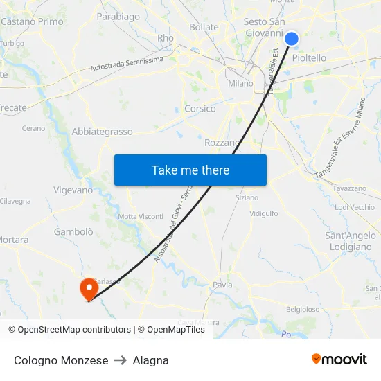 Cologno Monzese to Alagna map