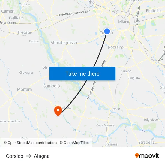 Corsico to Alagna map