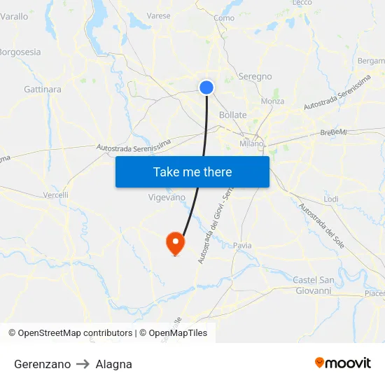 Gerenzano to Alagna map