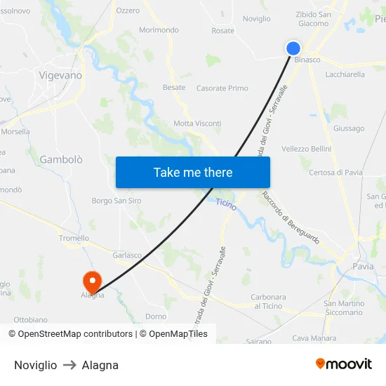 Noviglio to Alagna map