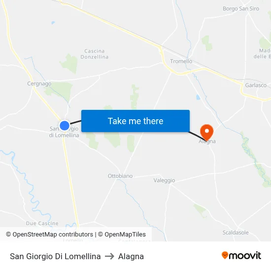 San Giorgio Di Lomellina to Alagna map