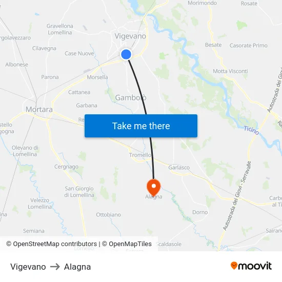 Vigevano to Alagna map