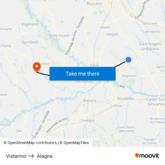 Vistarino to Alagna map