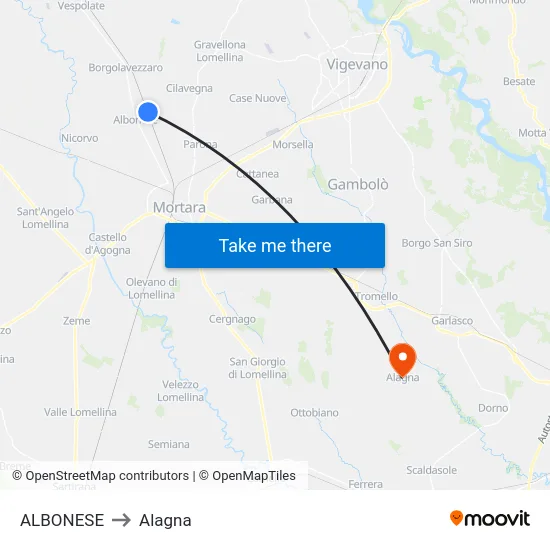 Albonese to Alagna map