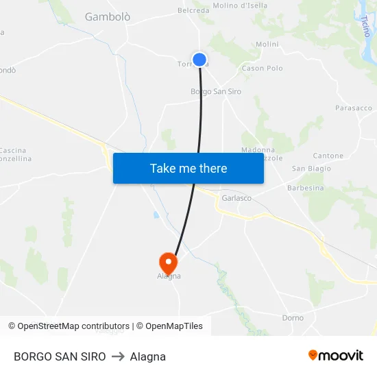 BORGO SAN SIRO to Alagna map