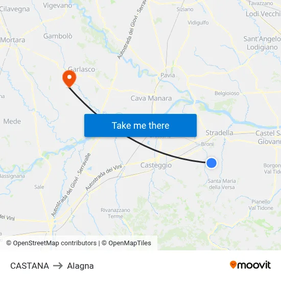 Castana to Alagna map
