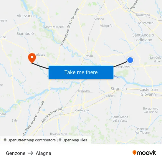 Genzone to Alagna map