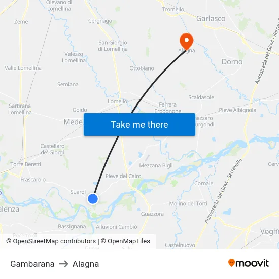 Gambarana to Alagna map