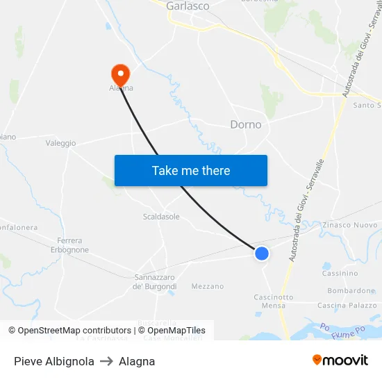 Pieve Albignola to Alagna map