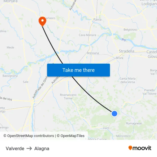 Valverde to Alagna map