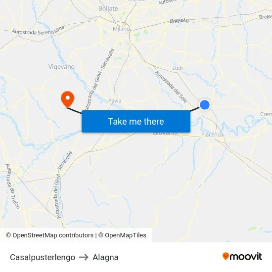 Casalpusterlengo to Alagna map