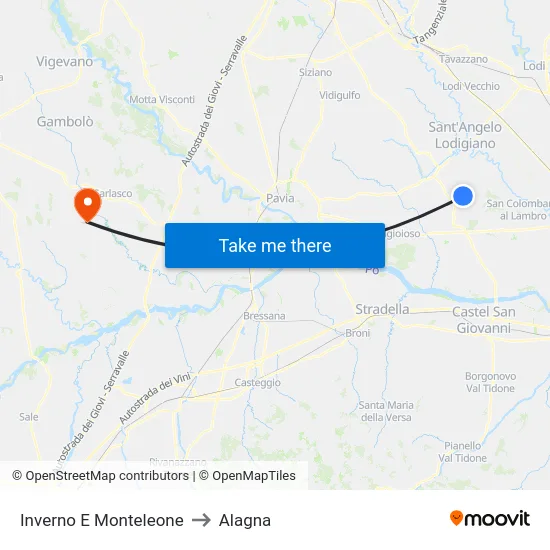 Inverno e Monteleone to Alagna map