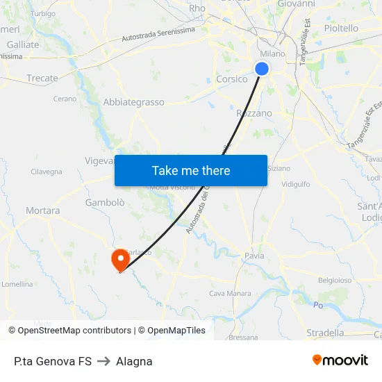 P.ta Genova to Alagna map