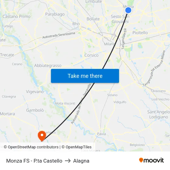 Monza FS - P.ta Castello to Alagna map