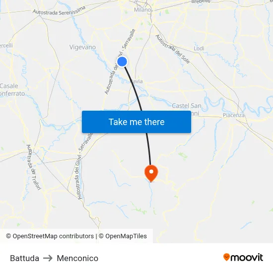 Battuda to Menconico map
