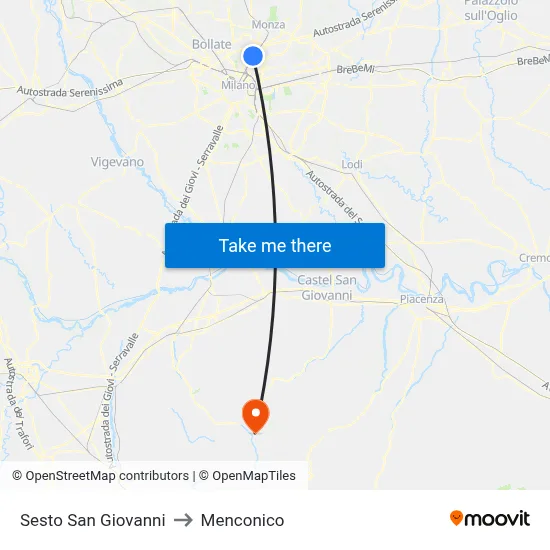 Sesto San Giovanni to Menconico map