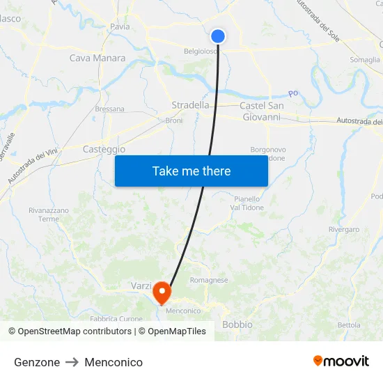 Genzone to Menconico map