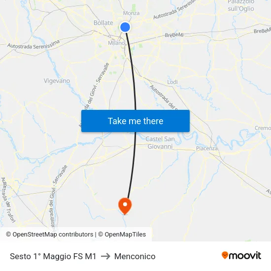 Sesto 1st May FS M1 to Menconico map
