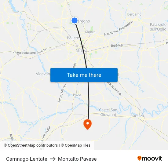 Camnago-Lentate to Montalto Pavese map