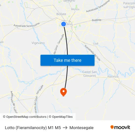 Lotto M1 M5 to Montesegale map