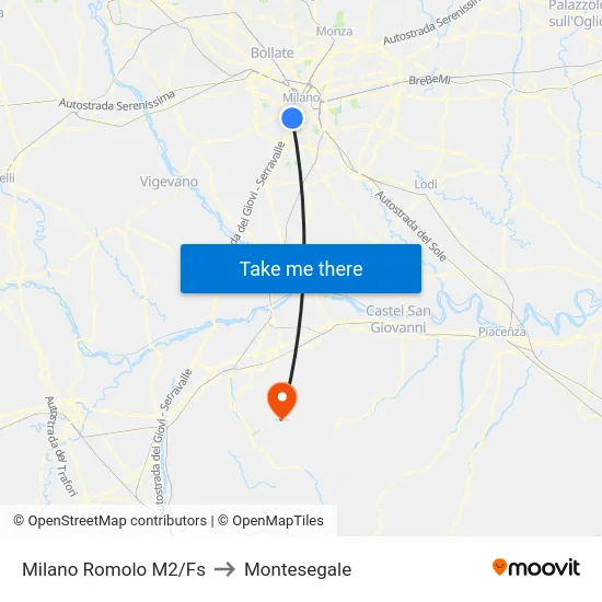 Milano Romolo M2/Railway Station to Montesegale map