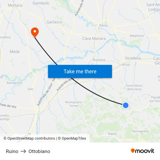 Ruino to Ottobiano map