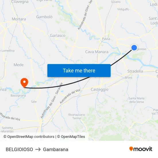 Belgioioso to Gambarana map