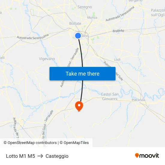 Lotto M1 M5 to Casteggio map