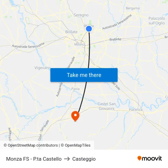 Monza FS - P.ta Castello to Casteggio map