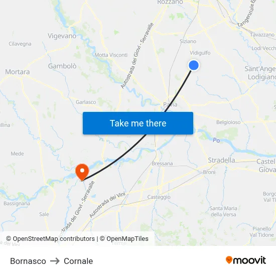 Bornasco to Cornale map