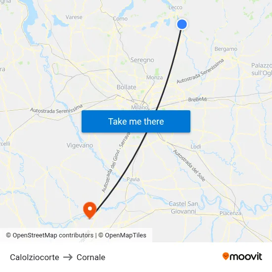 Calolziocorte to Cornale map
