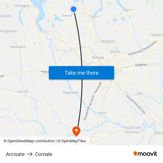 Arcisate to Cornale map