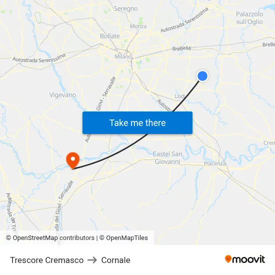 Trescore Cremasco to Cornale map