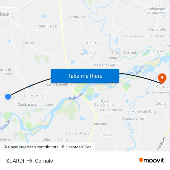 Suardi to Cornale map